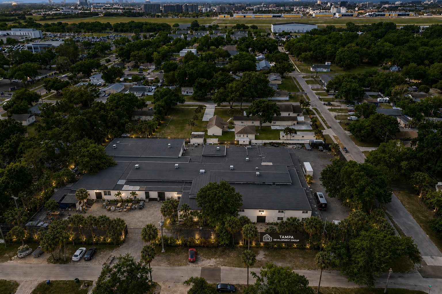 Capital Business Park from above — the full 1.9-acre campus in Drew Park
